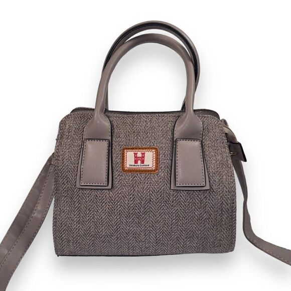 Strathurie Scotland Tweed Herringbone Handbag Purse Grey - Picture 1 of 10